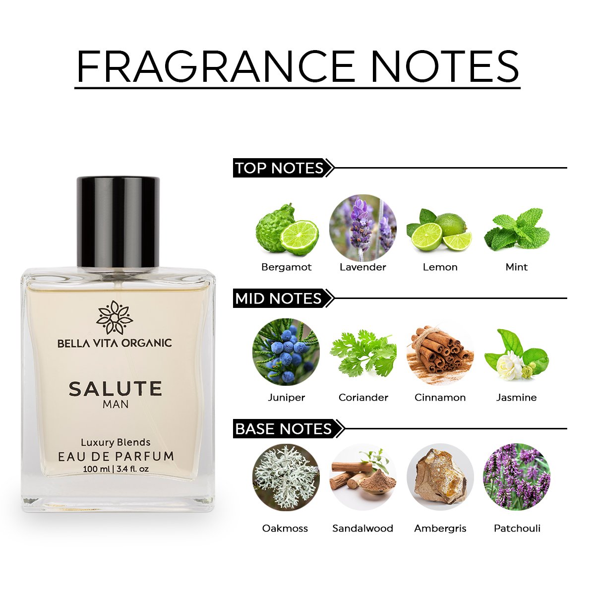 Salute Strong Woody Perfume For Men, 100 ml